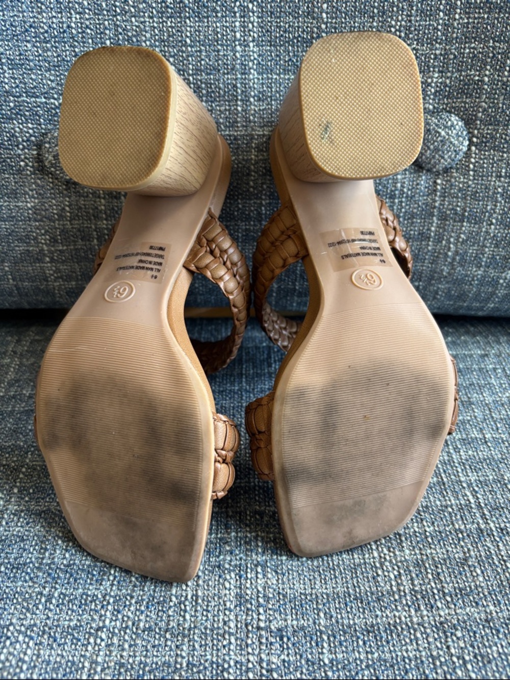 Braided Double-Strap Tan Block Heel Mule 6.5 - Picture 7 of 9
